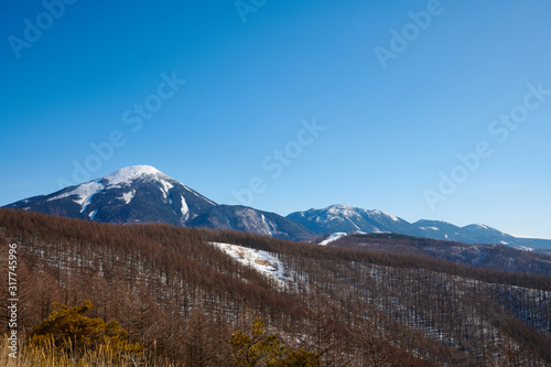 冬の蓼科山と北八ヶ岳連峰