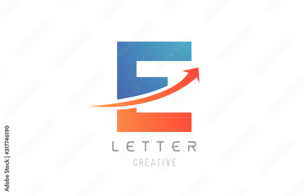 blue orange E letter alphabet icon design for company template blue orange E letter alphabet icon design for company template