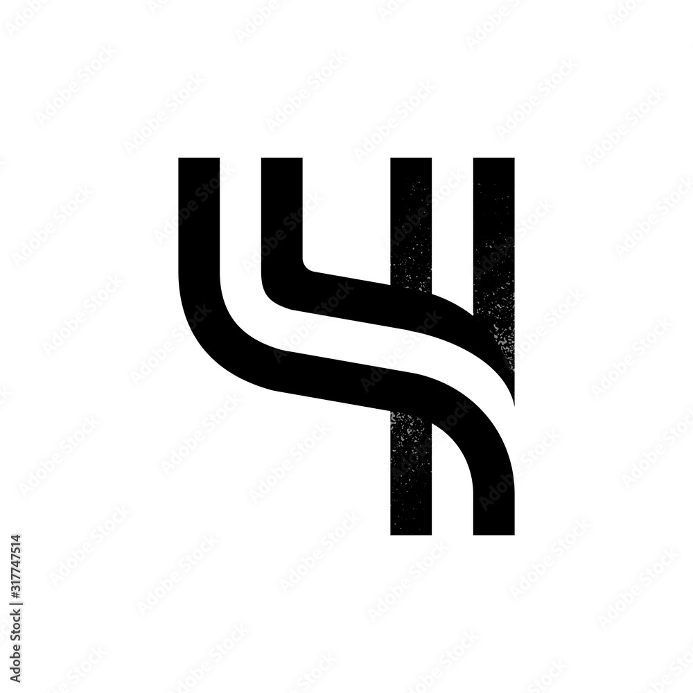 Number four logo formed by two parallel lines with noise texture. Number four logo formed by two parallel lines with noise texture.