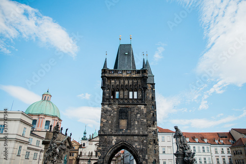 Old Town Tower in Prague on the Vltava River