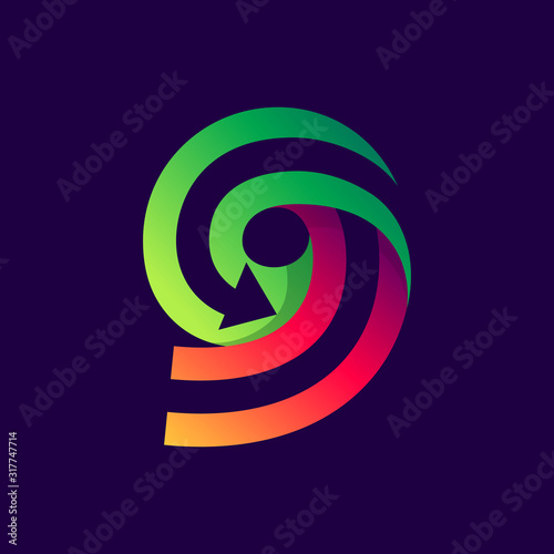 Number nine logo with arrow inside.