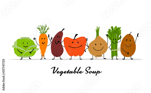 Funny smiling vegetables, character for your design