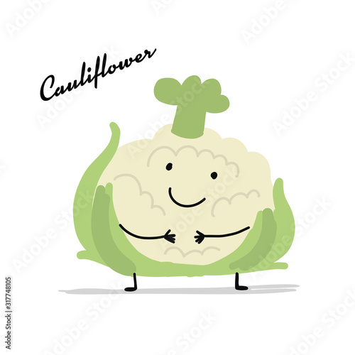 Funny smiling cauliflower, character for your design