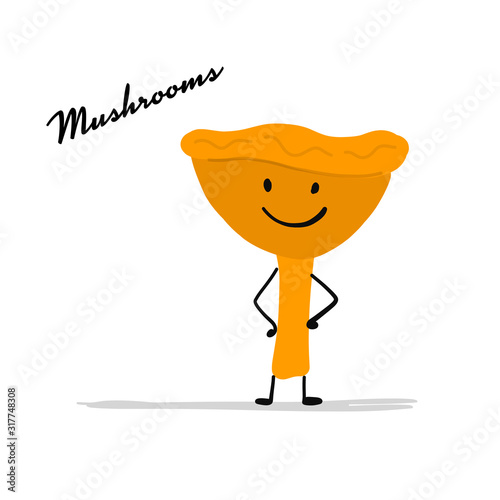 Funny smiling mushroom, character for your design