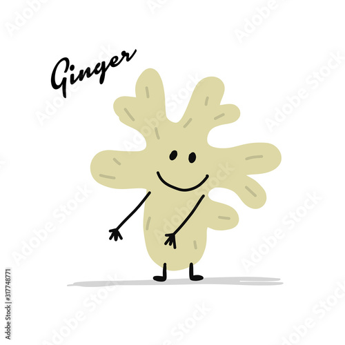 Funny smiling ginger spicy, character for your design