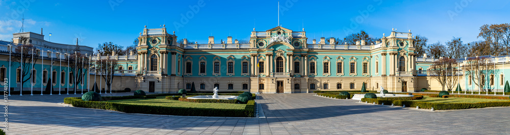 A front view of Mariyinsky Palace, the official ceremonial residence President of Ukraine in Kyiv, Ukraine on January 12, 2020. 