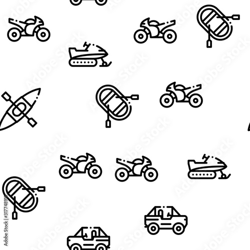 Extreme Sport Activity Seamless Pattern Vector Thin Line. Illustrations