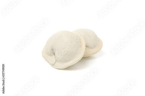 Tasty raw dumplings isolated on white background
