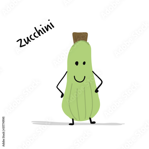 Funny smiling zucchini, character for your design