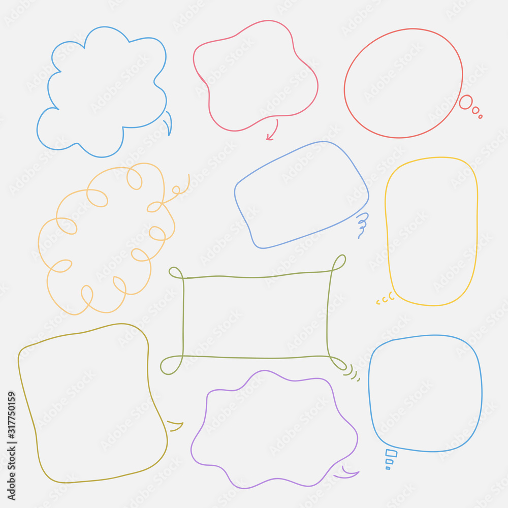 cute hand drawn speech bubbles. line vector. empty speech bubbles cute hand drawn speech bubbles. line vector. empty speech bubbles