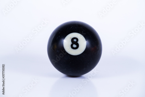 black billiard 8 ball  white background