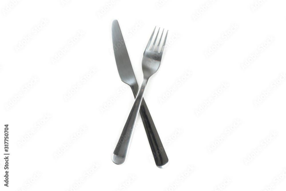 Knife and fork, cutlery isolated on white background. Kitchen, serving Knife and fork, cutlery isolated on white background. Kitchen, serving