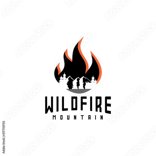 wildfire mountain vector logo design