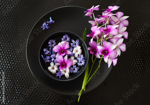 Bunte Hyazinthen und Orchideen photo