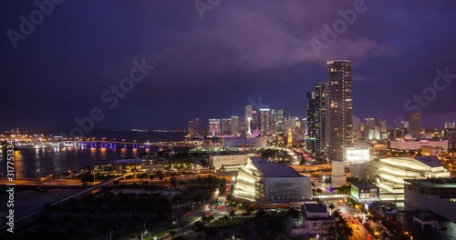 Wallpaper Mural Elevated view over Biscayne Boulevard and the skyline of Miami, Florida, USA  Torontodigital.ca
