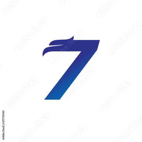 Number 7 with Eagle Head Logo Design