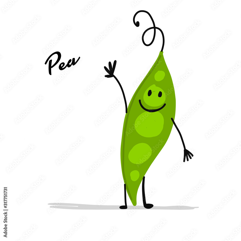 Obraz premium Funny smiling peas, character for your design