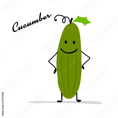 Funny smiling cucumber, character for your design