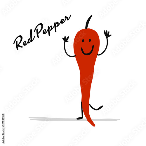 Funny smiling red pepper, character for your design