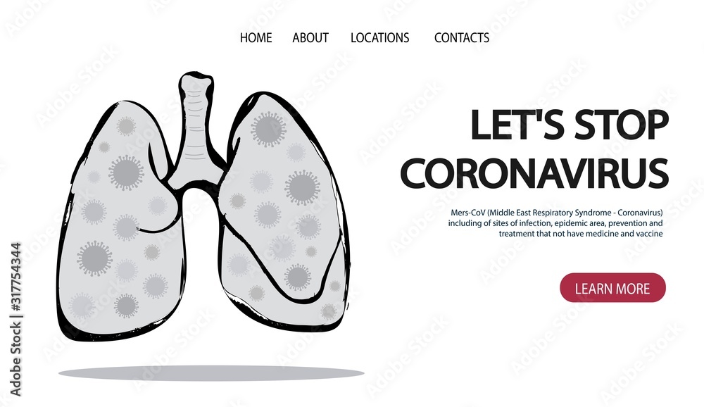 Coronavirus CoV in lungs isolated. Symptoms. Health and medicine. Virus in China.Flat vector