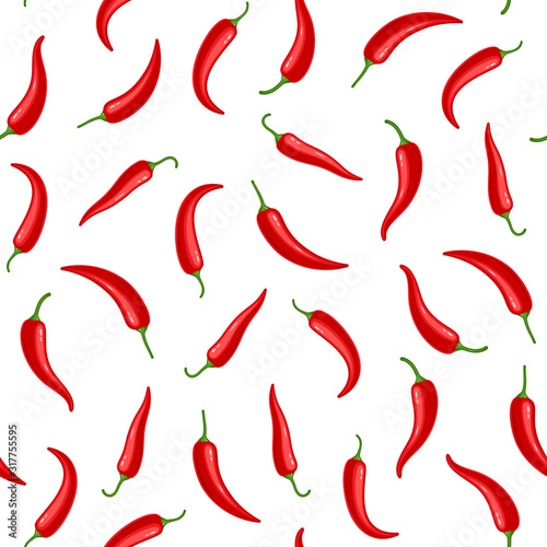 Hot chili peppers seamless pattern. Vector illustration.