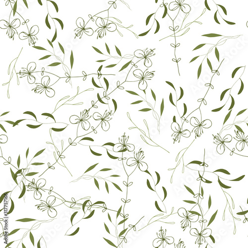 Wallpaper Mural Hand drawn elements brances in natural summer seamless pattern. Art decorative organic botany environment concept. Fresh garden vector illustration. Torontodigital.ca