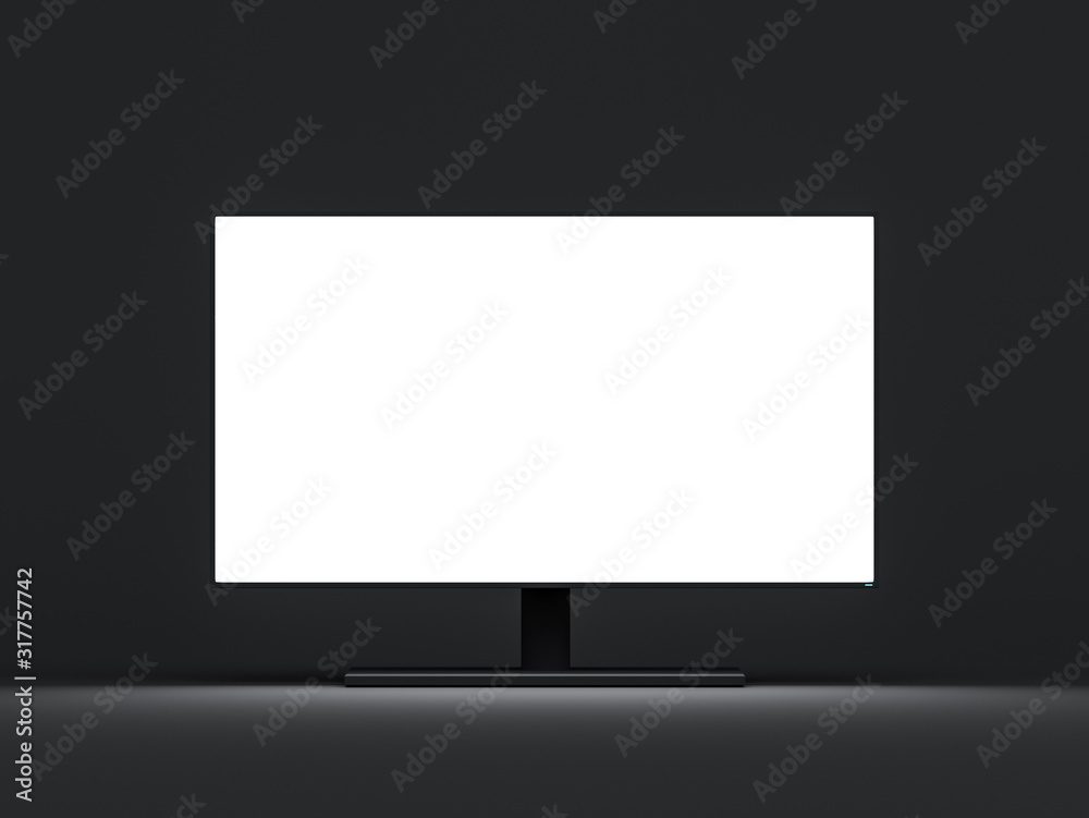 Computer Monitor Mockup with blank screen on black background Computer Monitor Mockup with blank screen on black background