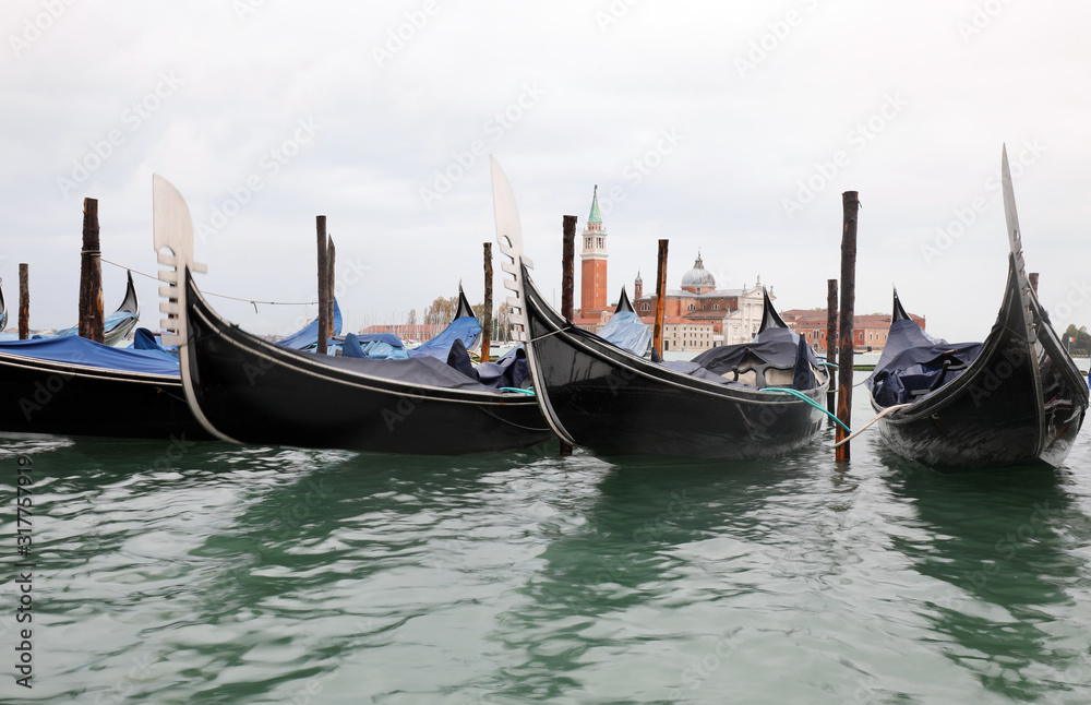gondolas boats in Venice