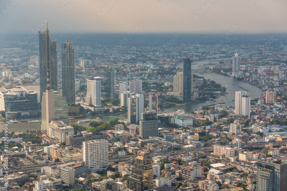 Aerial View of Bangkok City