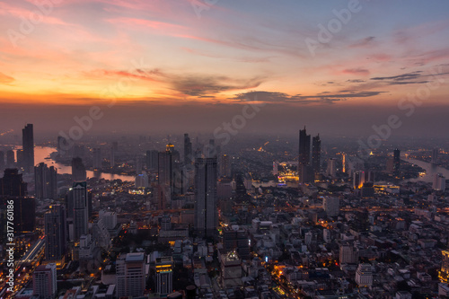 Aerial View of Bangkok City