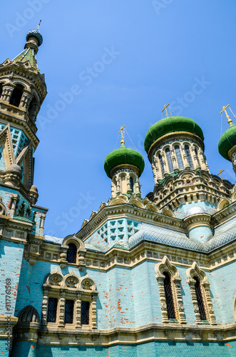 Dormition of Mother of God Cathedral (orthodox Old-Rite church) in village Bila Krynytsia, Chernivtsi region. Old believer Ukraine religious buildings.  photo