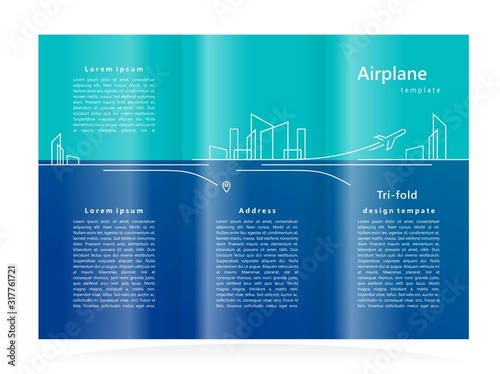 Airplane tri-fold brochure design template