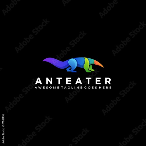 Vector Logo Illustration Anteater Gradient Colorful