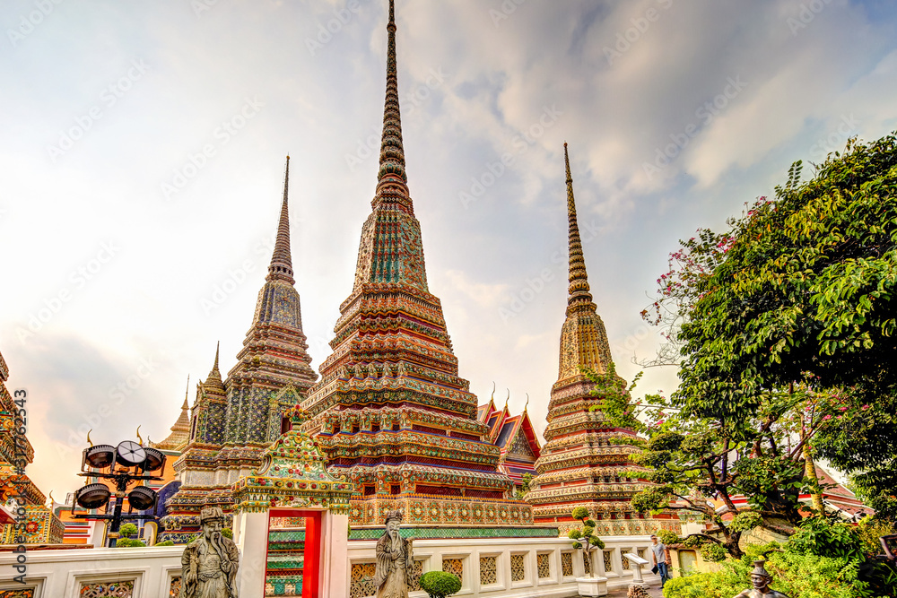 Reclining Buddha and surrounding structures at the Wat Pho Temple Complex in Bangkok