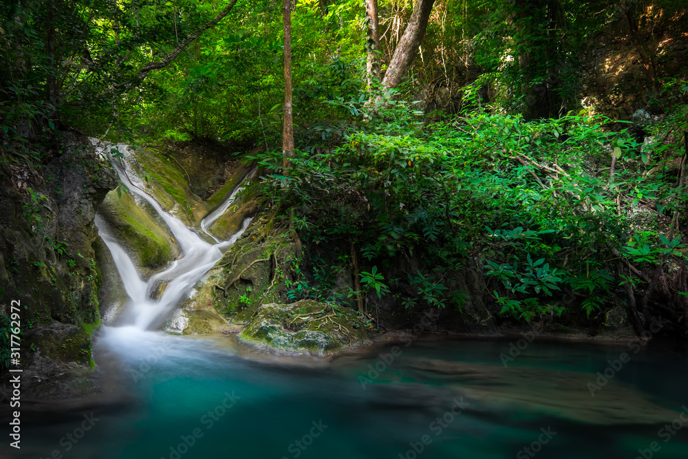 Jangle landscape with Erawan waterfall. Kanchanaburi, Thailand Jangle landscape with Erawan waterfall. Kanchanaburi, Thailand