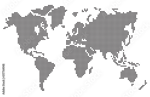 circle pattern world map. Vector flat illustration isolated on a white background. 