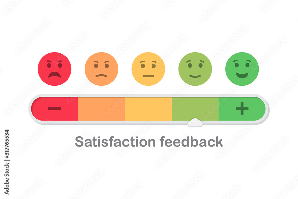 Satisfaction feedback scale with emoticon concept in a flat design Satisfaction feedback scale with emoticon concept in a flat design