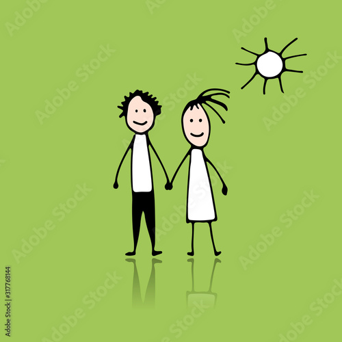 Couple in love, sketch for your design