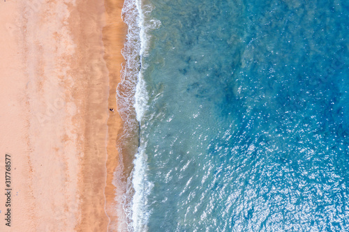 Summer aerial photo of beach with ocean and free space for your decoration.  © magdal3na