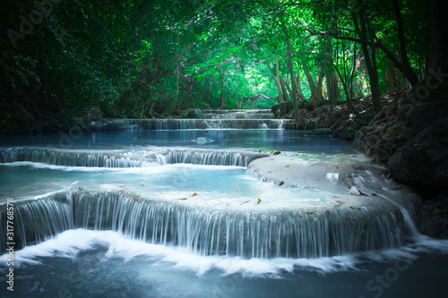 Jangle landscape with Erawan waterfall. Kanchanaburi  Thailand