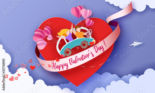 Valentines day card with couple take care of love
