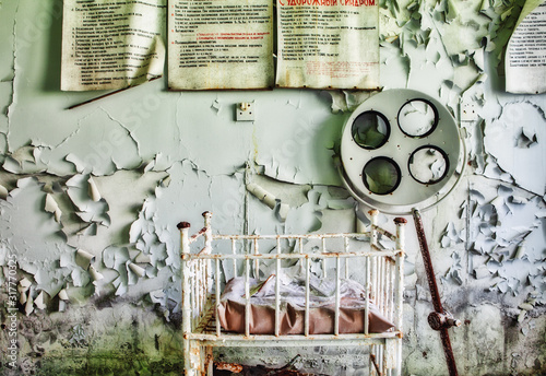 Ward for newborns in an abandoned hospital in Pripyat. Chernobyl Exclusion Zone photo