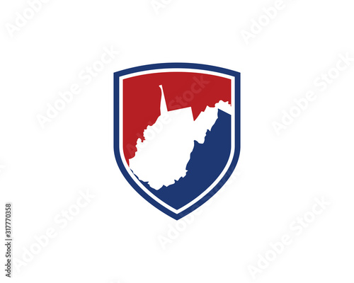 West Virginia Map and Shield Logo Icon Template 001