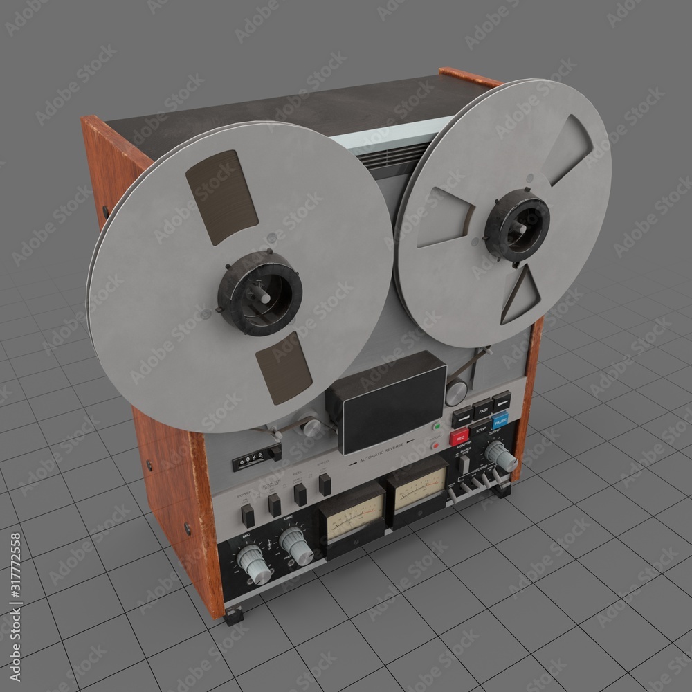 Vintage reel to reel tape recorder Stock 3D asset