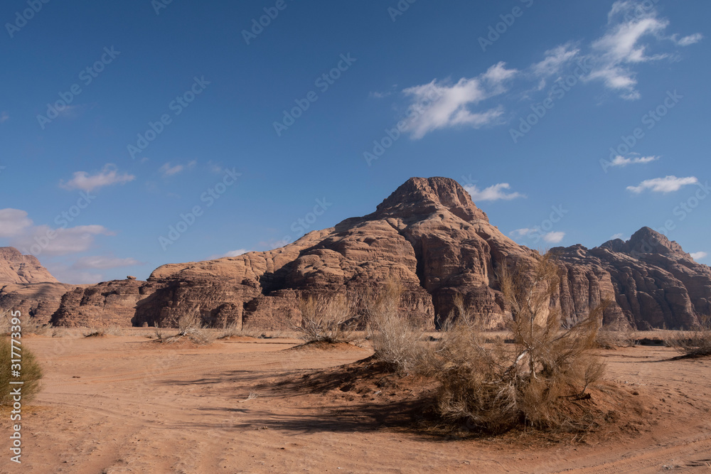 Fototapeta premium Vista panorámica del desierto de Wadi Rum, Jordania 