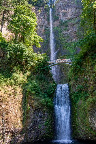 Multnomah Falls is a waterfall located on Multnomah Creek in the Columbia River Gorge, east of Troutdale, between Corbett and Dodson, Oregon, United States