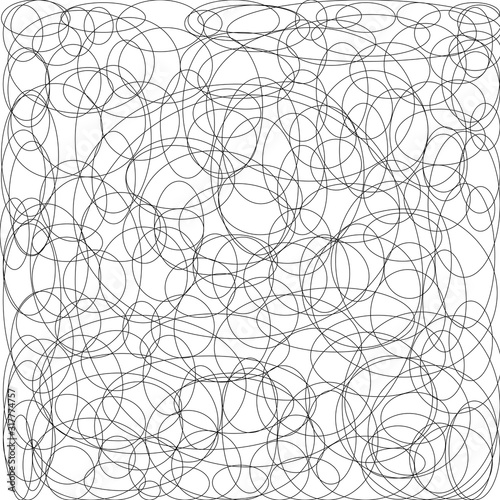 A messy chaotic overlapping round shape doodle background.