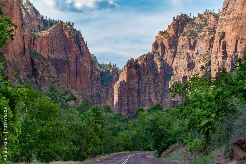 UTA, USA - Canyon Road in Zion National Park