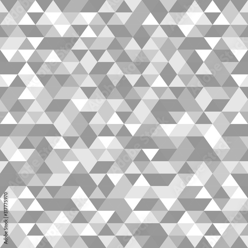 Abstract polygon white grey graphic triangle seamless pattern. Vector graphic background.