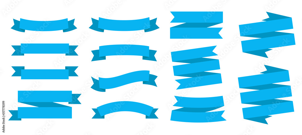 Ribbon banners, template labels set. Blank for decoration graphic. Vector illustration
